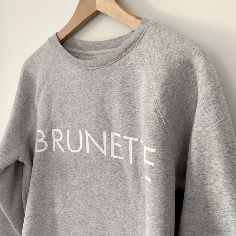 Brunette The Label “Brunette” Crewneck Sweatshirt Grey - Picture 3 of 9